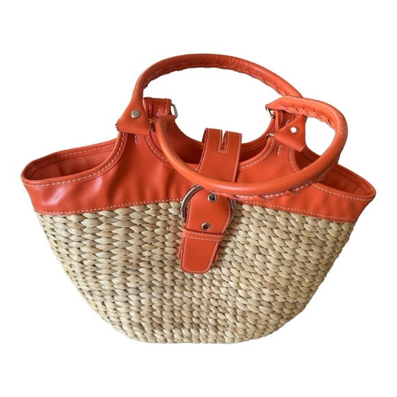 Calypso Orange Straw Handbag - Picture 2 of 9
